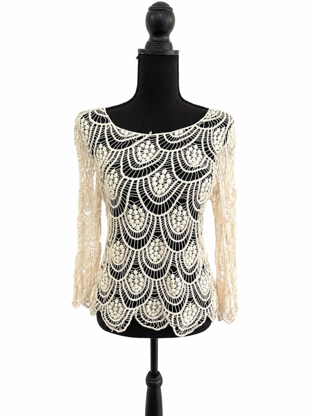 Blue Pepper Crochet Lace Bell Sleeved – Small | Boho Festival Coastal Chic